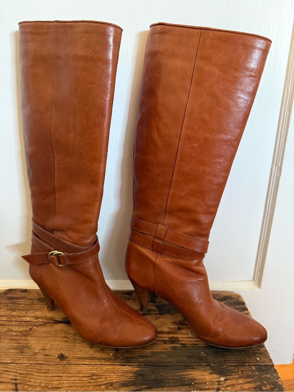 Loeffler Randall Women's Tall Leather Boots - Cognac Brown
